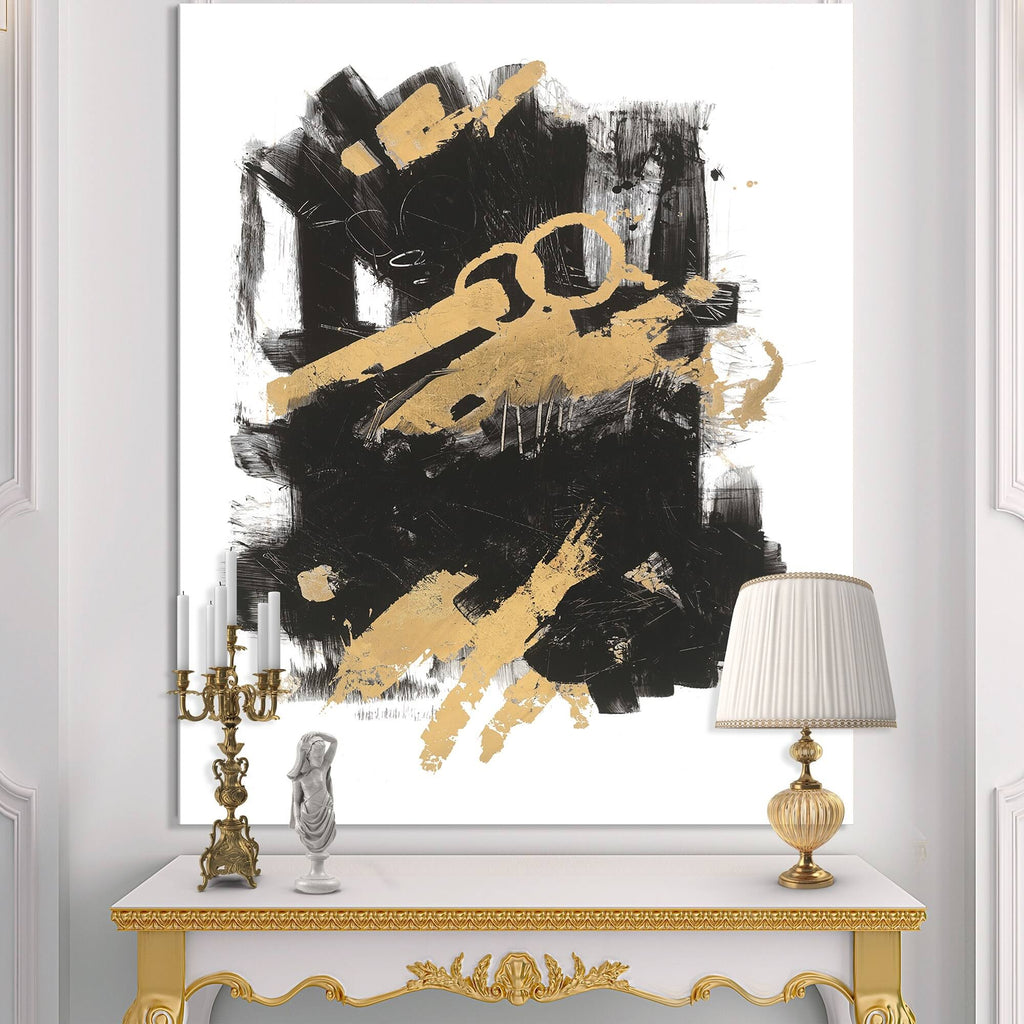 Gold and Black Modern Glam Canvas Artwork Print - 30 in. Wide x 40 in. High G562