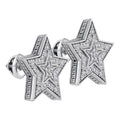 Men's Sterling Silver Diamond Star Cluster Stud Earrings G75281