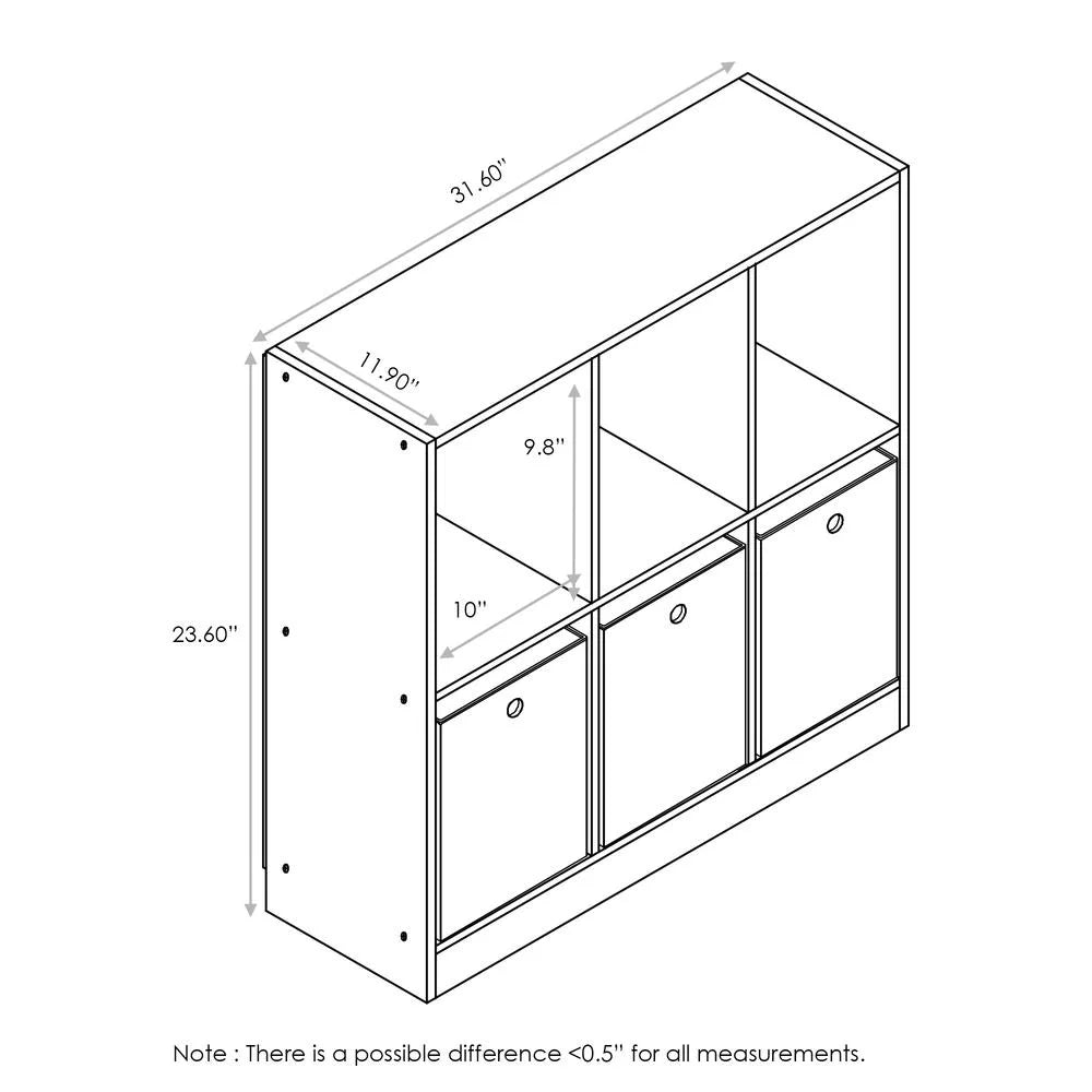 6 Cube Storage Organizer Bookcase with Bins V329