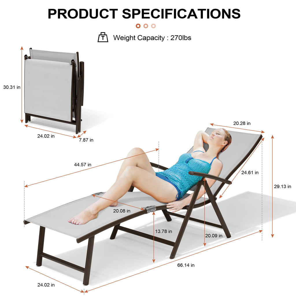 Light Gray Aluminum Outdoor Chaise Lounge I512