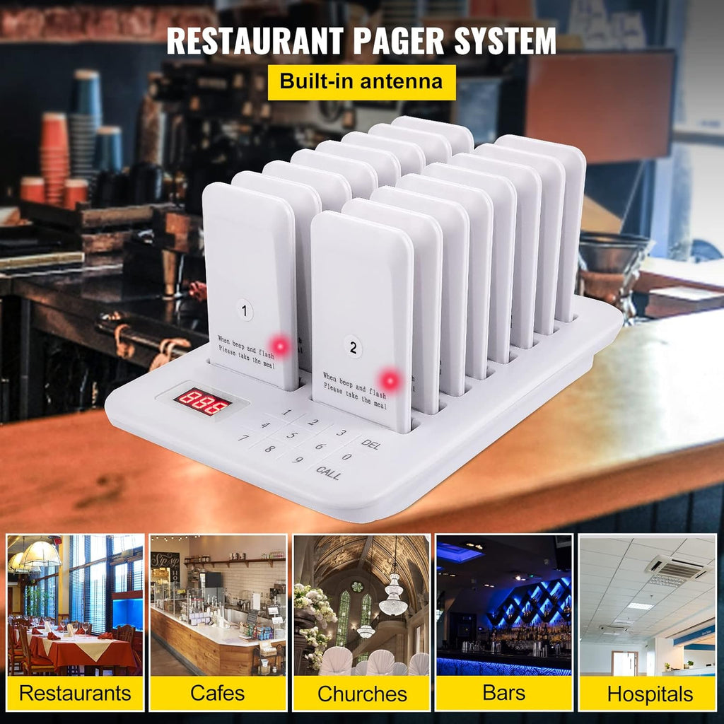 Wireless Paging Queuing Calling System with Vibration, Flashing and Buzzer K612