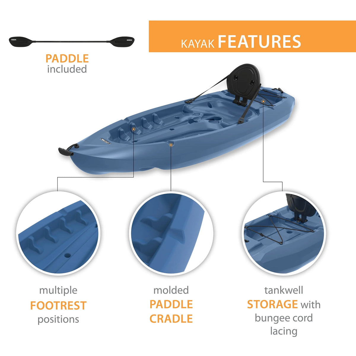 8 ft Sit-on-Top Kayak Red T3607