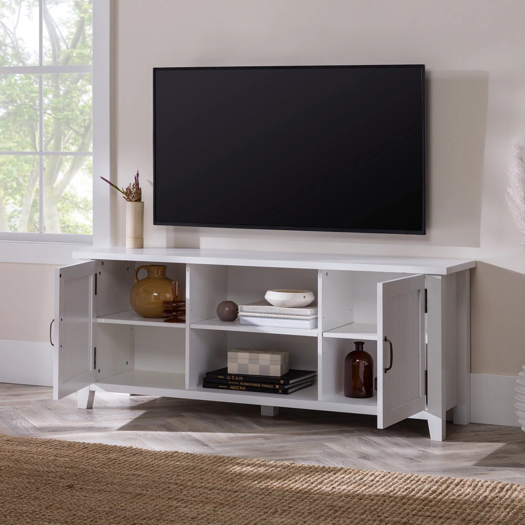White Grooved-Door TV Stand M183014
