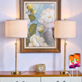 Rattan Buffet Table Lamp Set of 2 Adjustable with USB Ports R535749