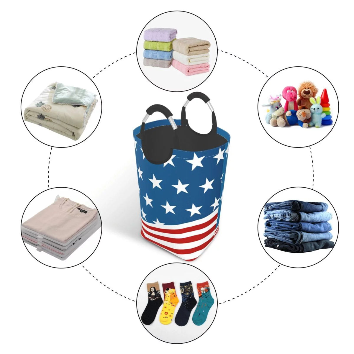 Large Collapsible Laundry Hamper with Aluminum Handle, 50L G41854