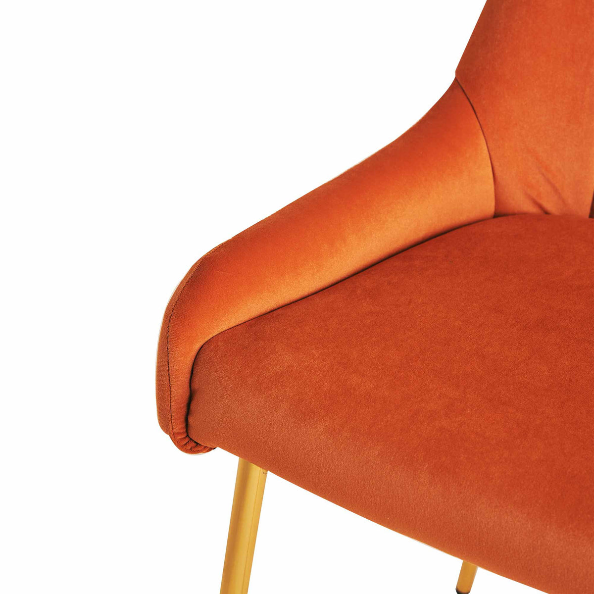 Velvet Dining Chairs with Golden Legs, Set of 2, Orange O90527