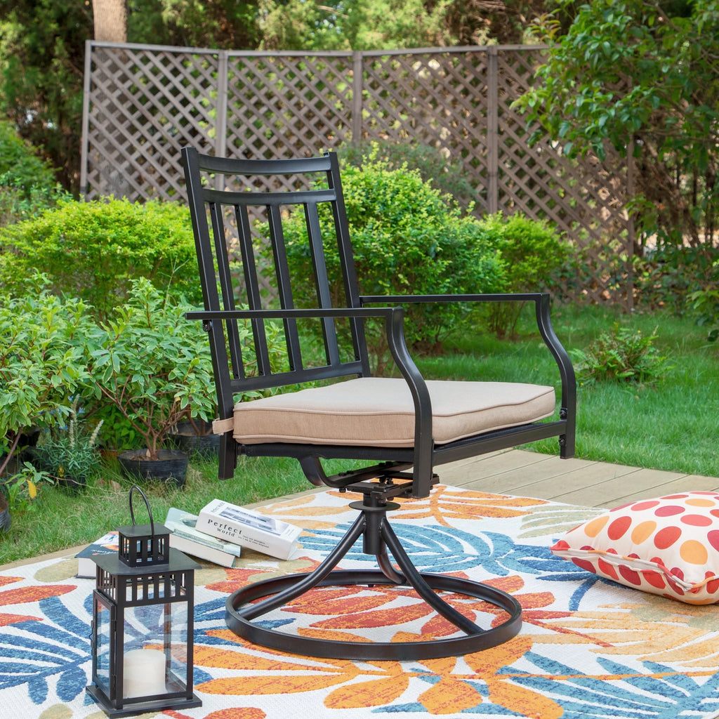 7-Piece Outdoor Dining Set with Swivel Cushioned Chairs & Rectangle Table C46720