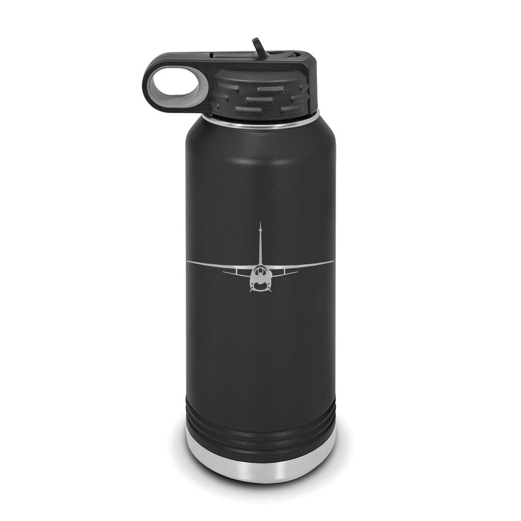 Black 32 oz Vacuum Insulated Stainless Steel Water Bottle with Flip Top Straw Q5396