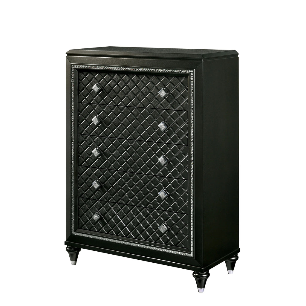 Grey Solid Wood 5-Drawer Chest M8014