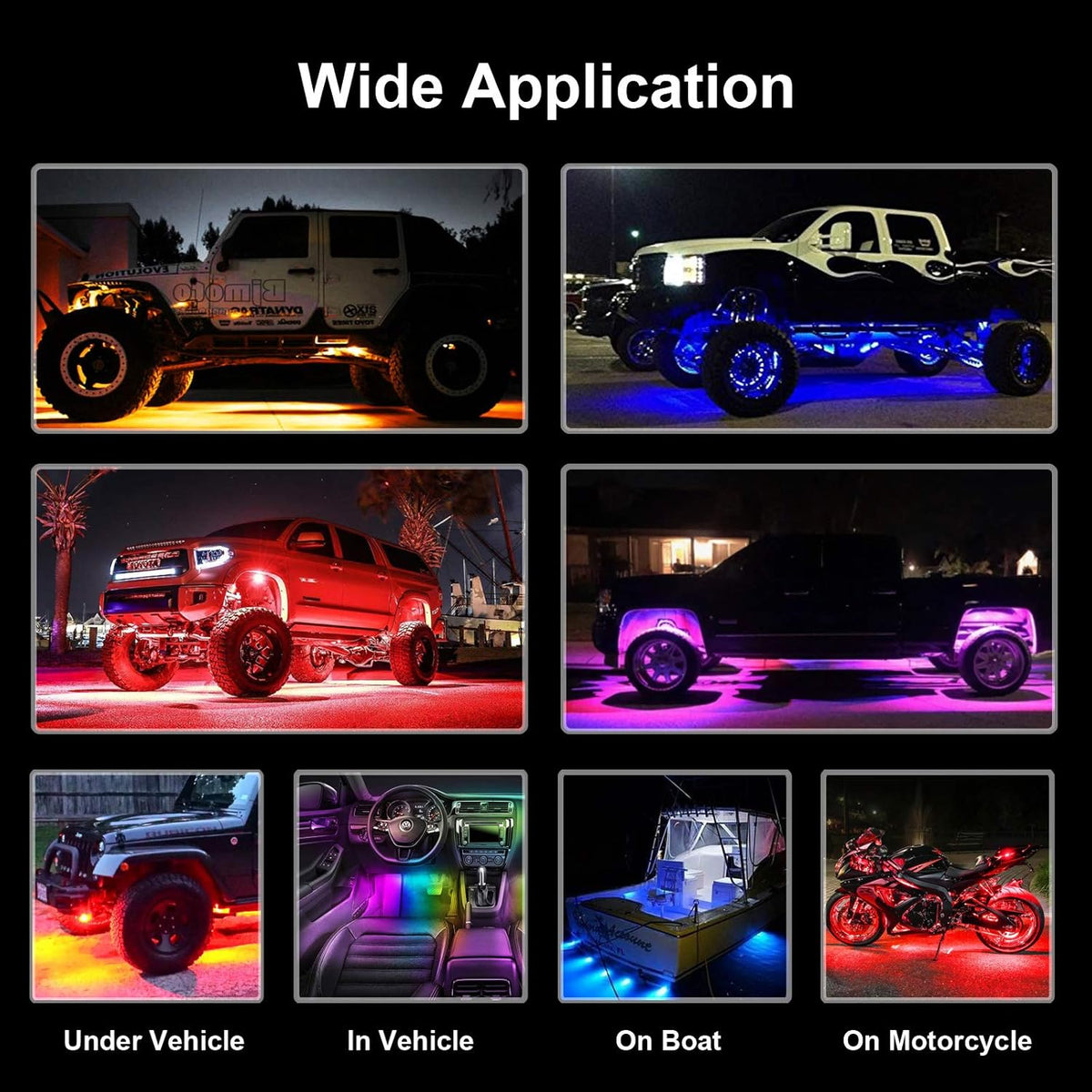 8 Pods Multicolor LED Rock Lights with APP Control J82906