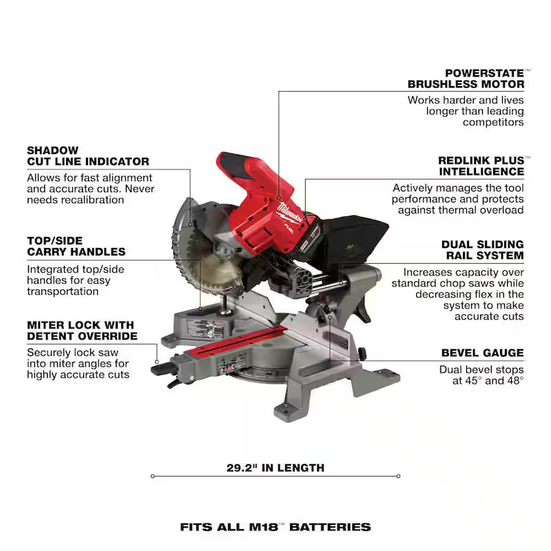18V Lithium-Ion Brushless Cordless 7-1/4 in. Dual Bevel Sliding Compound Miter Saw S306432