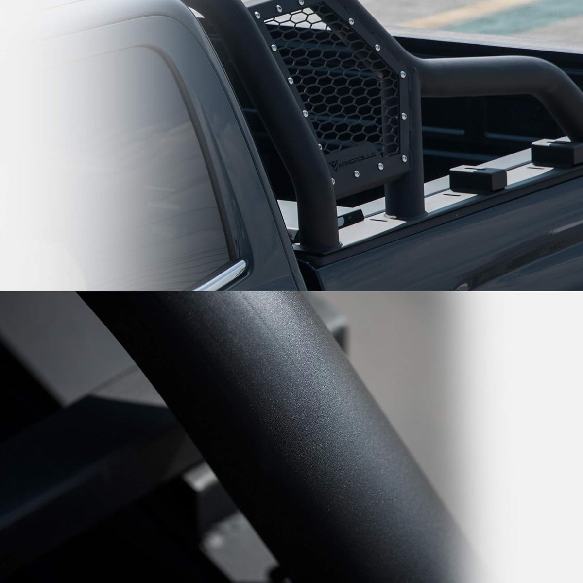 Matte Black Truck Bed Roll Bar with Tire Carrier M1055