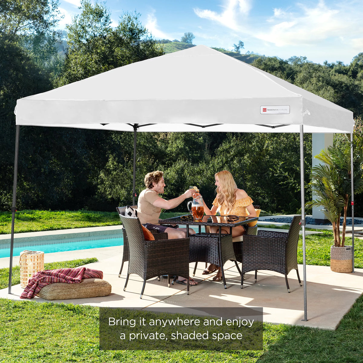 10x10ft Pop Up Canopy Tent with Carry Case - White U1073