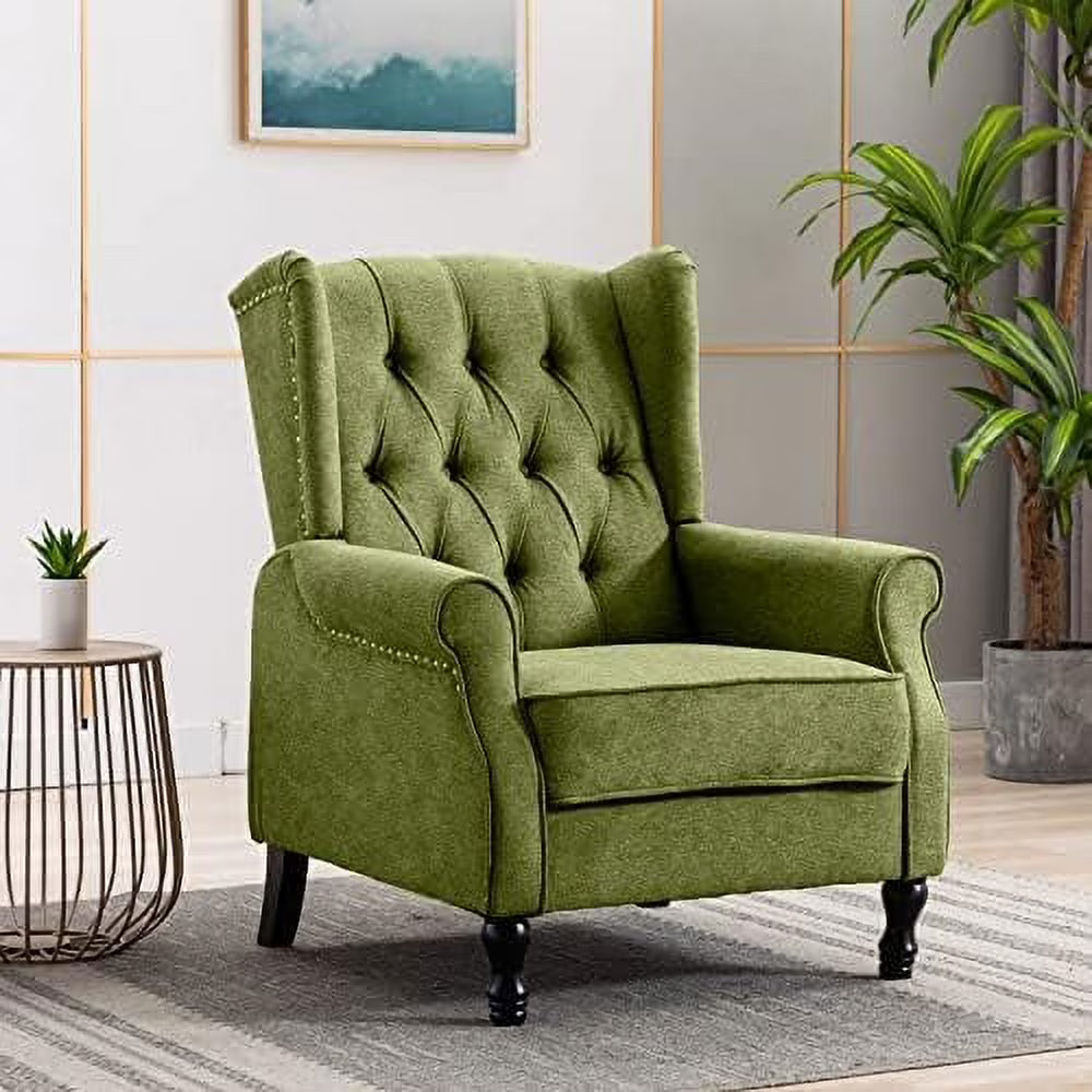 Yellow Linen Accent Chair with Wooden Legs E877