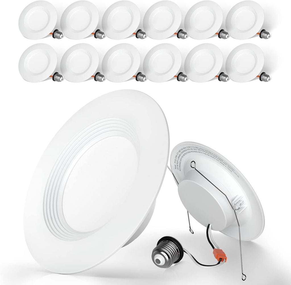 12 Pack 4 Inch LED Retrofit Recessed Downlight, Baffle Trim, Dimmable, 3000K Warm White C43118
