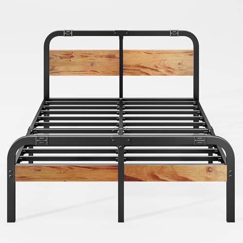 Full Size Metal Bed Frame with Wooden Headboard C265166