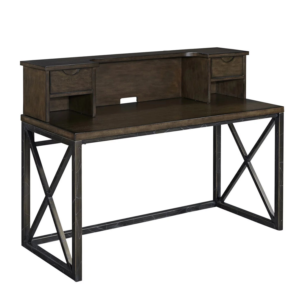 Brown Wood Writing Desk and Hutch X345457