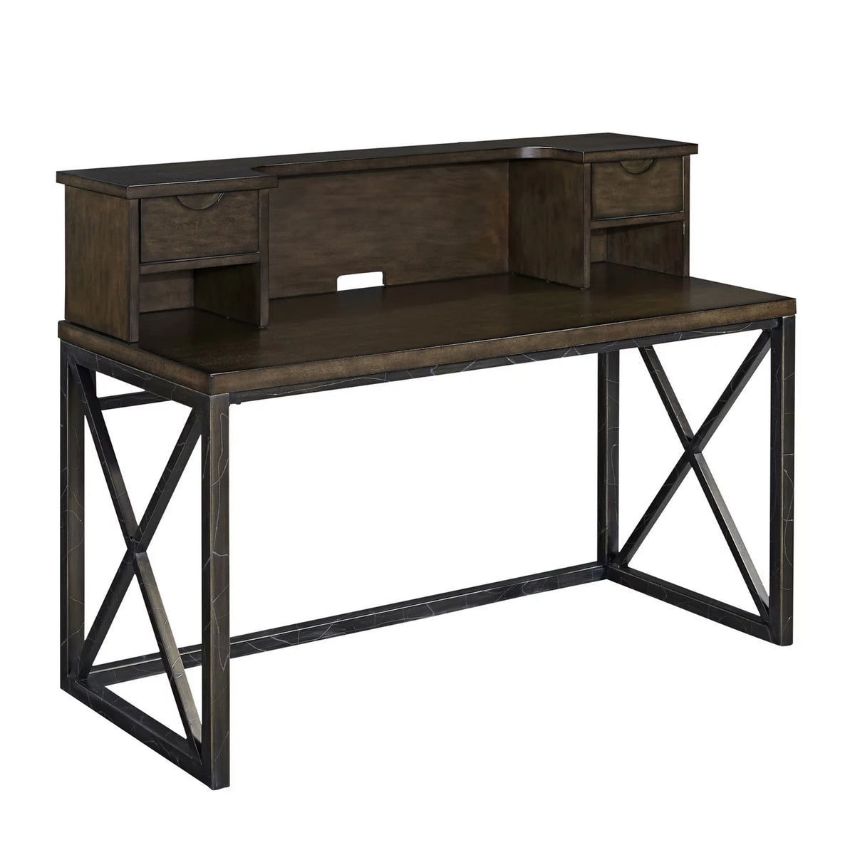 Brown Wood Writing Desk and Hutch X345457