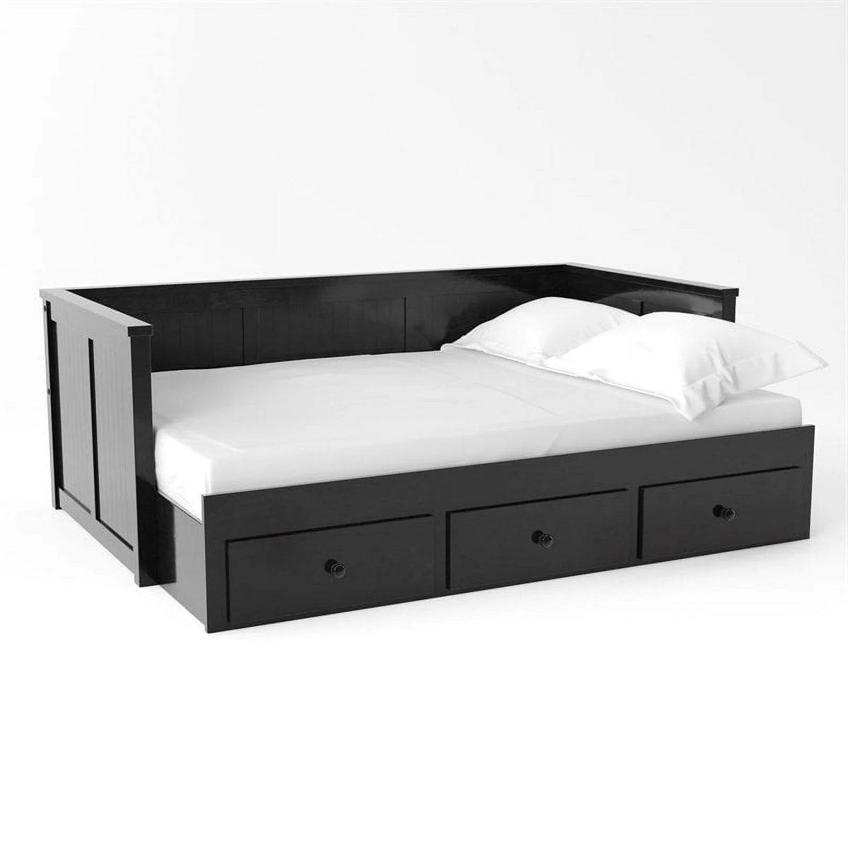 Black Wood Full Daybed with Drawers I6571