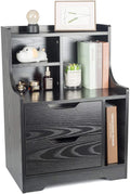 Black Wooden Bedside Table with 2 Drawers X1031