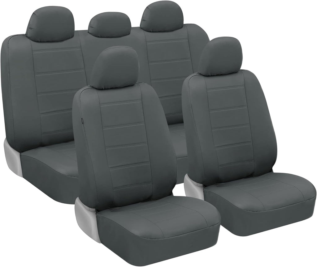 Beige Faux Leather Seat Covers Full Set Pack of 2 J754187