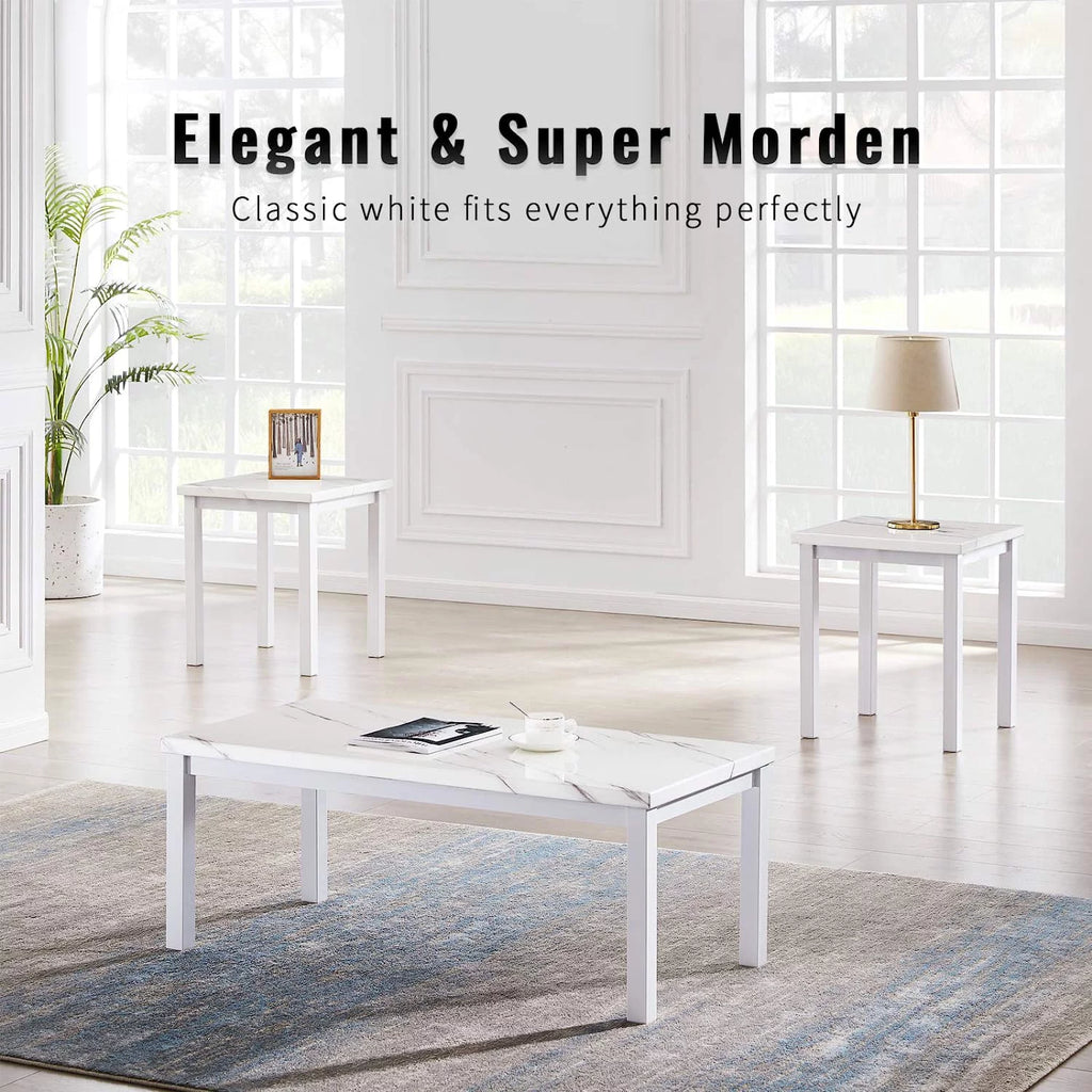 3 Piece Faux Marble Coffee Table Set G80423