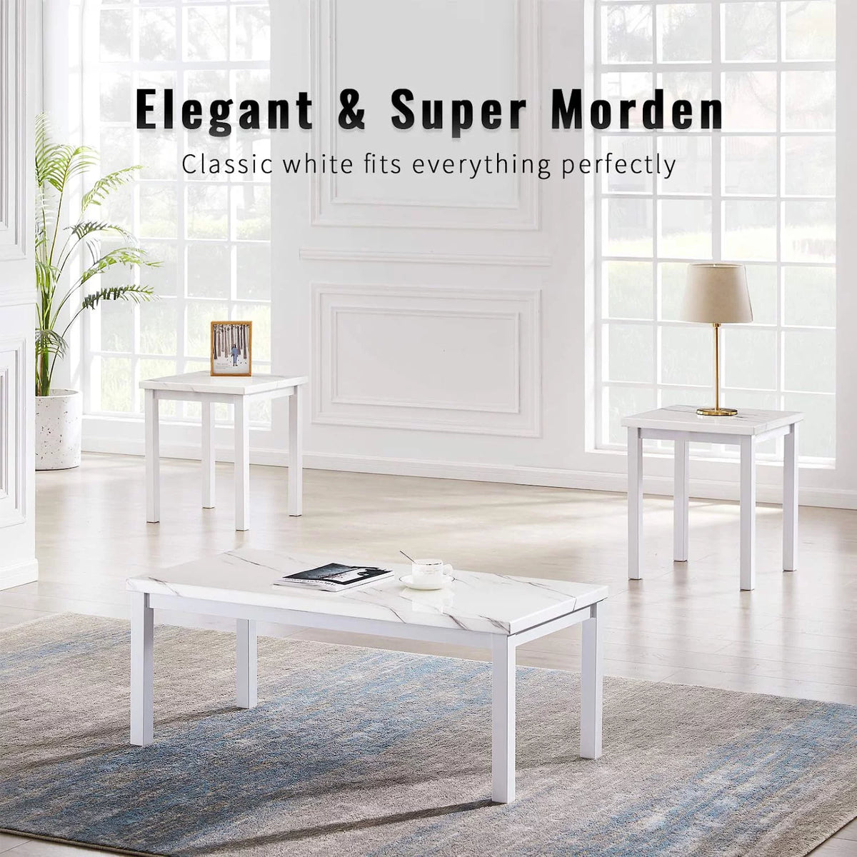 3 Piece Faux Marble Coffee Table Set G80423