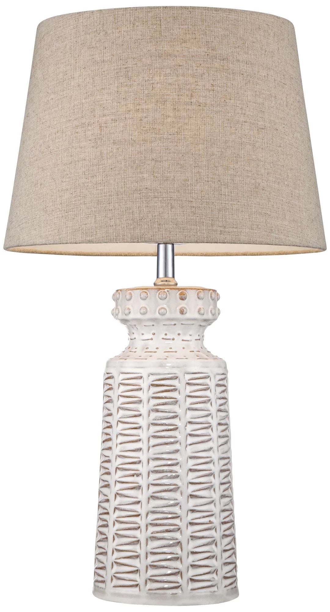 26" High Cream White Glaze Table Lamp U1278