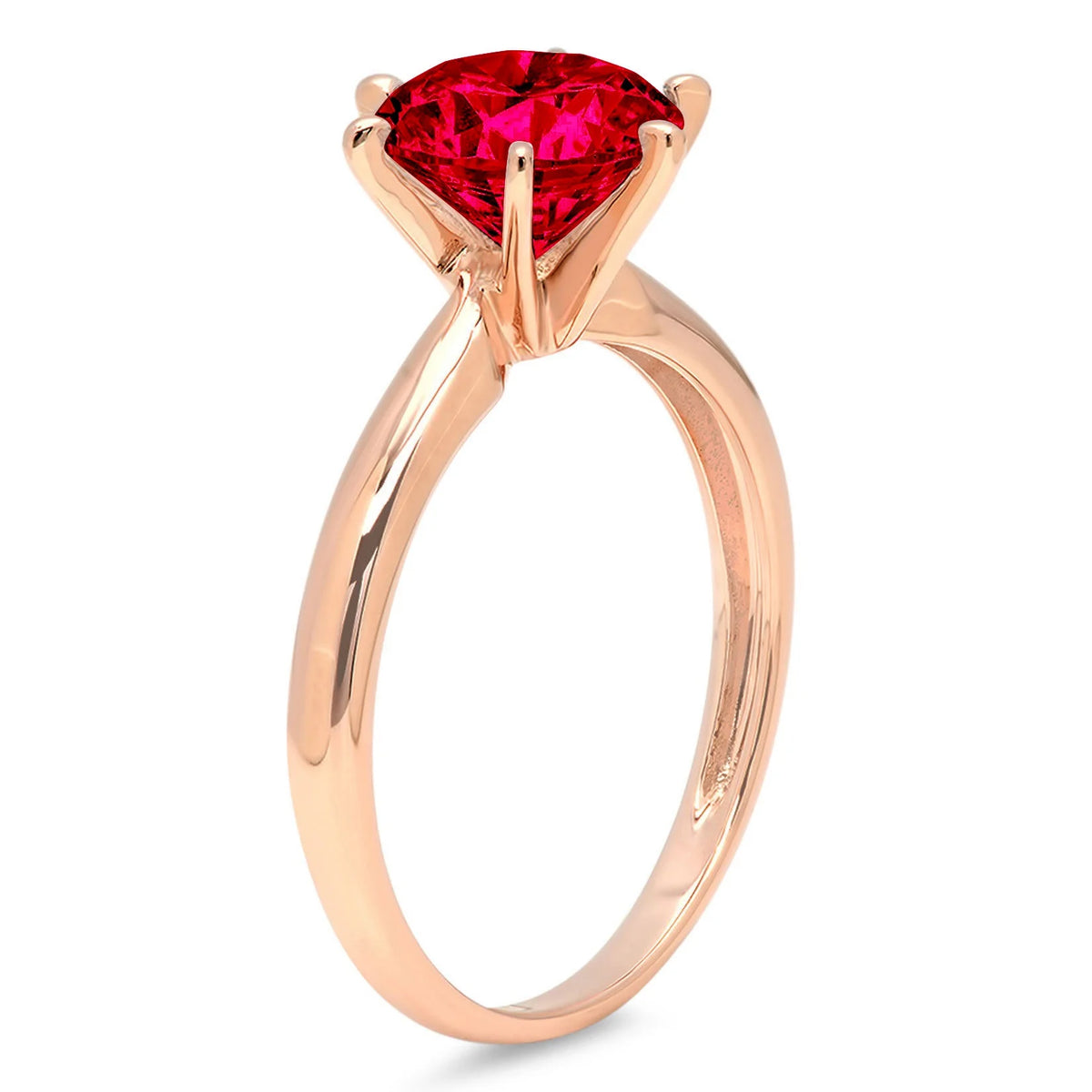 1.0ct Round Cut Red Simulated Ruby 18k Rose Gold Ring Size 10.5 L81022