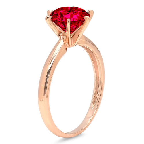 1.0ct Round Cut Red Simulated Ruby 18k Rose Gold Ring Size 10.5 L81022