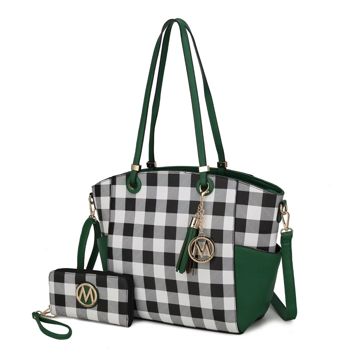 Royal Blue Vegan Leather Tote Handbag with Wallet E516671