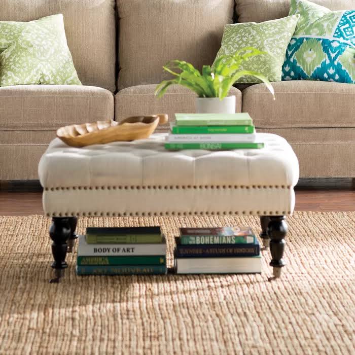 Natural Square Tufted Ottoman O647442