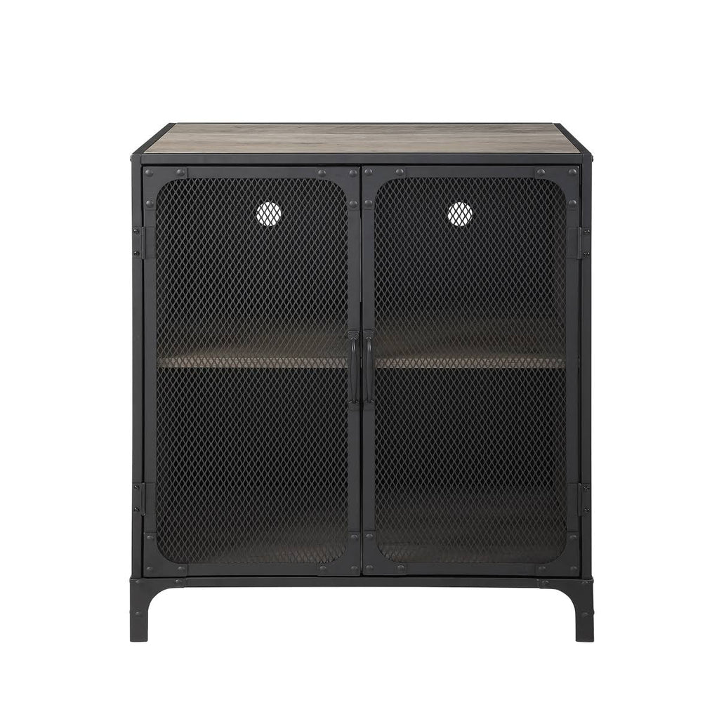 Grey Wash Gray Industrial Accent Cabinet T655821