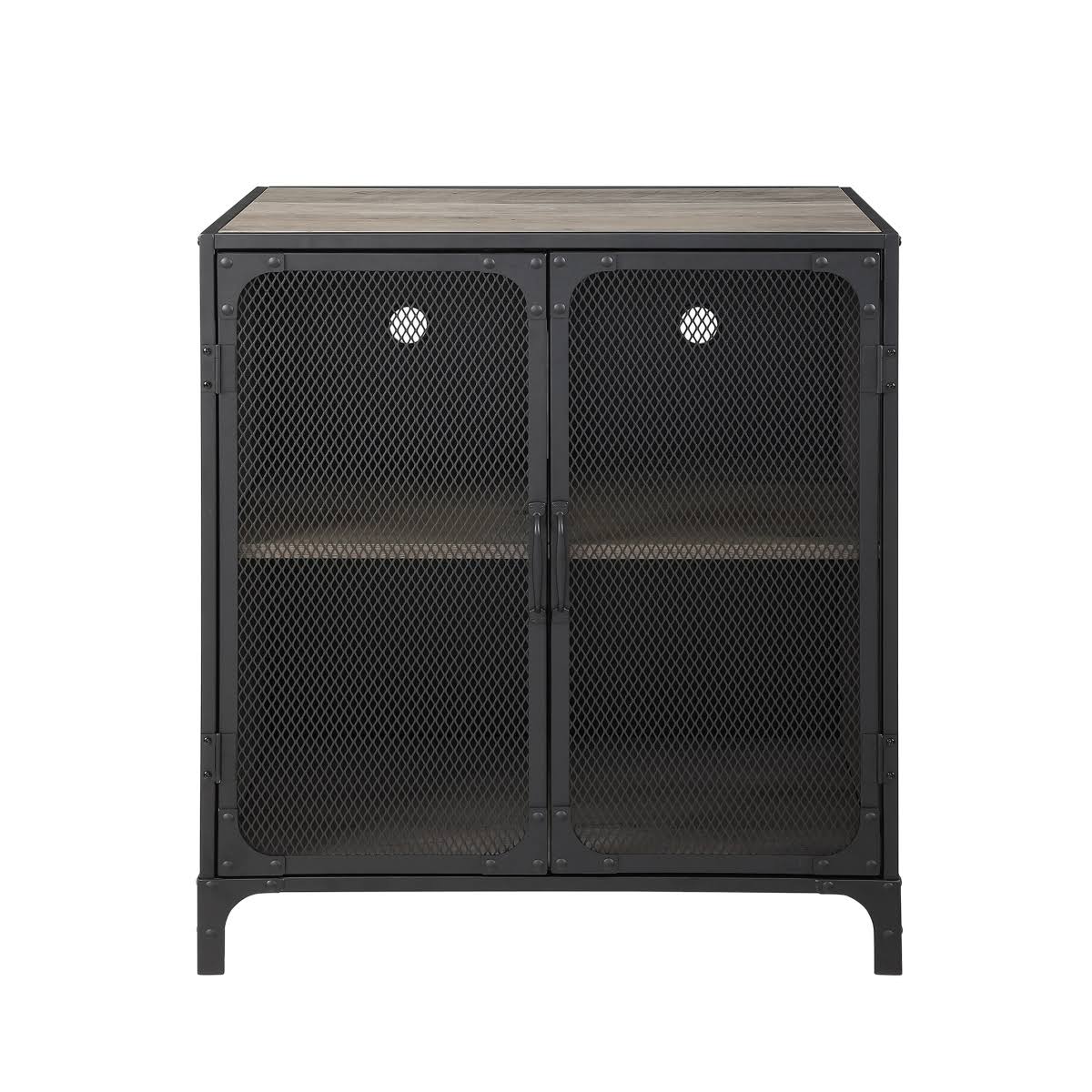Grey Wash Gray Industrial Accent Cabinet T655821