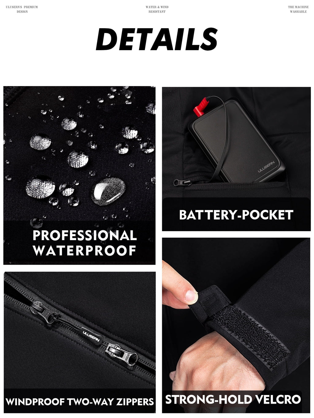 Heated Jacket with 12V Battery Pack, Soft Shell Electric Heating Coat (L) T24063