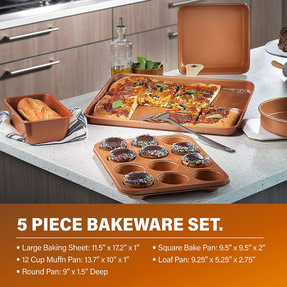 32 Pcs Nonstick Cookware Bakeware and Food Storage Set E7467