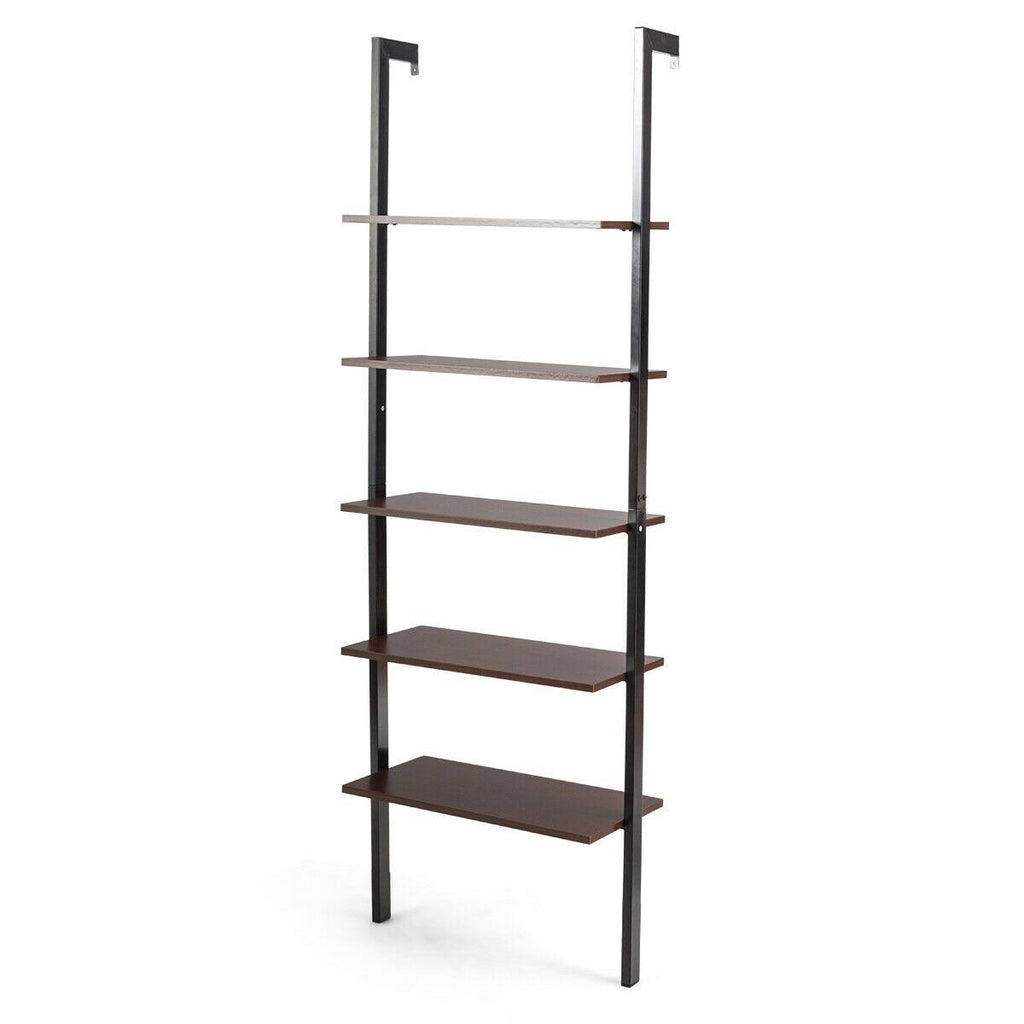 5-Tier Metal Frame Ladder Shelf Brown S727160