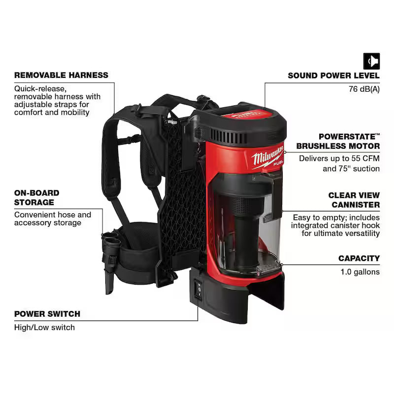 18-Volt Lithium-Ion Cordless 3-in-1 Backpack Vacuum A95324