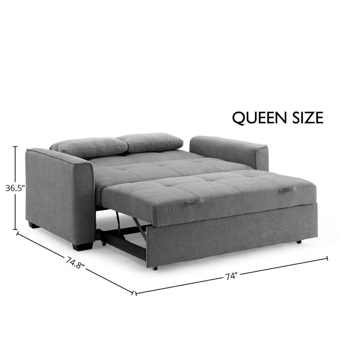 Light Gray Queen Size Chenille Sleeper Sofa V389327