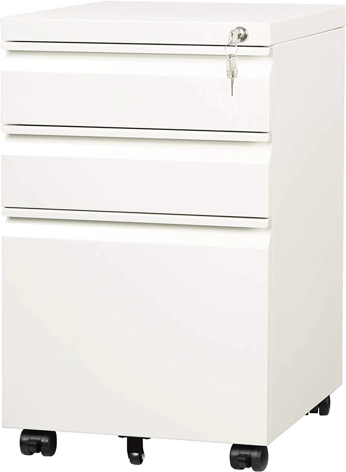 White 3-Drawer Mobile File Cabinet P478376