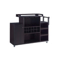 Brown Wooden Buffet Cart with Wine Rack and 1 Door Cabinet J1591