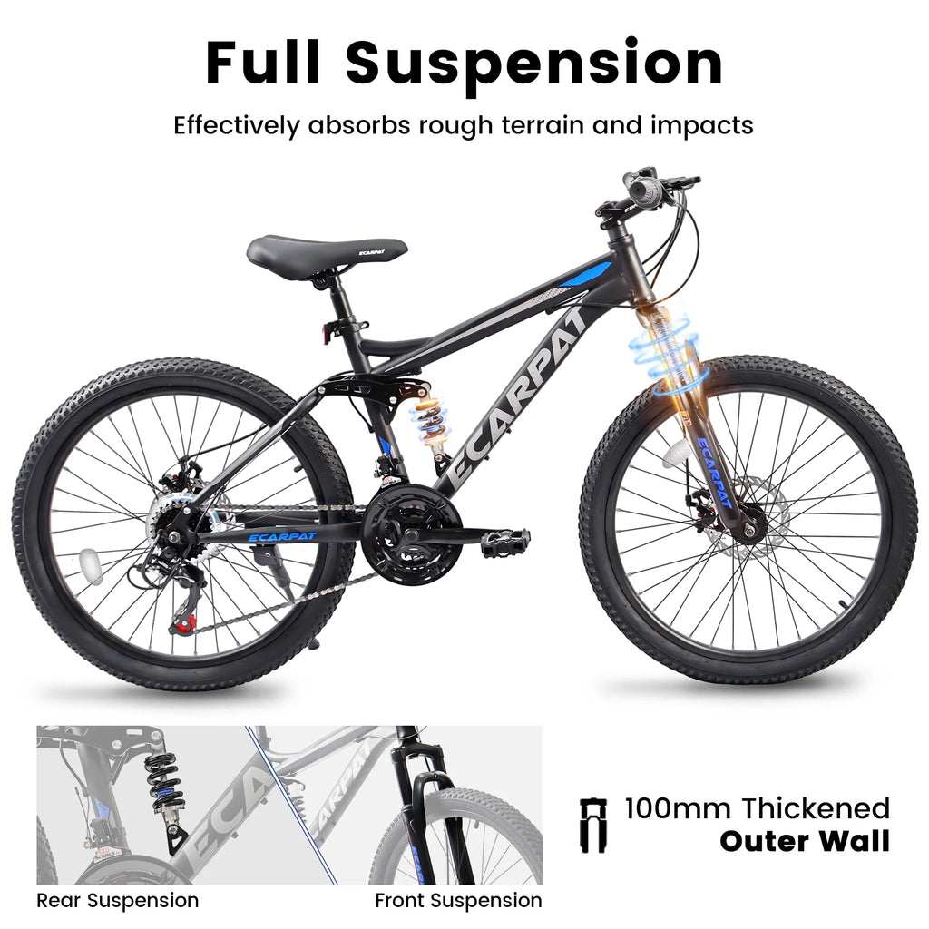24 Inch 21-Speed Full Suspension Mountain Bike D4135