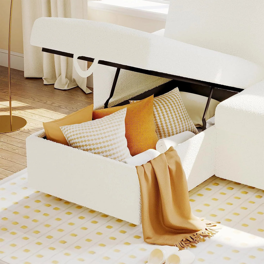 L Shaped Sleeper Sofa with Storage Chaise Q973
