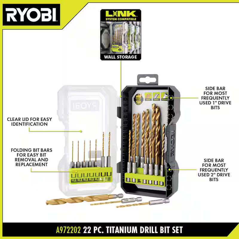 Titanium Drill Bit Set 22-Piece D350