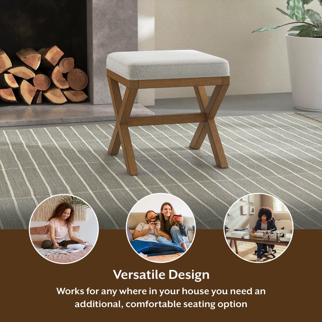 Dark Driftwood Wood Vanity Stool C343