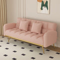 Pink Teddy Velvet Sofa Bed with Throw Pillows I30030