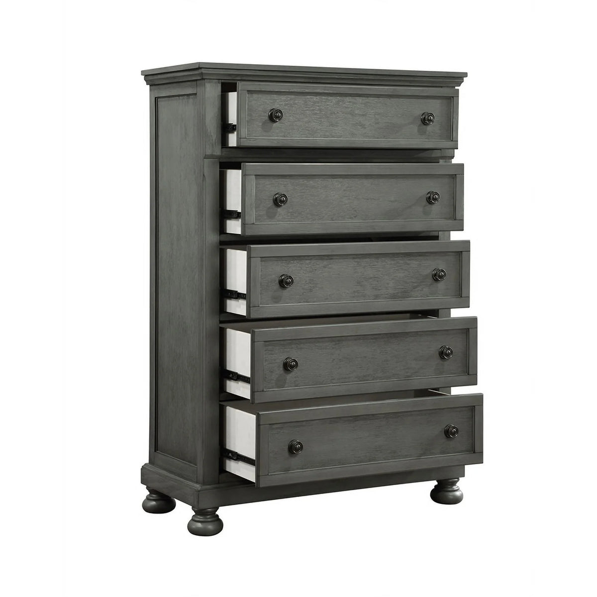 5PC King Bedroom Set with Wood & Rustic Gray Finish A14913