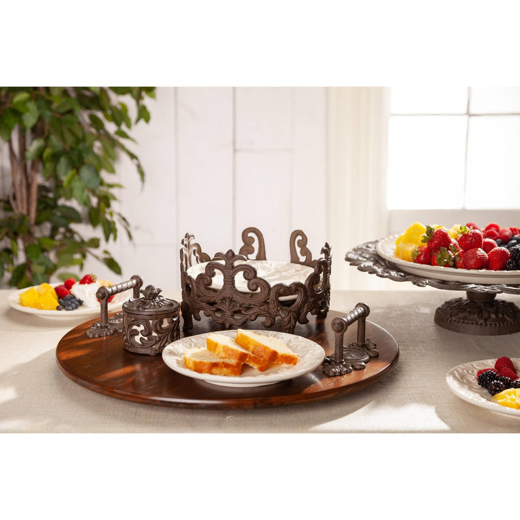 Wood Lazy Susan with Metal Handles N1034
