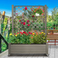 61'' Light Brown Raised Garden Bed with Trellis T982672