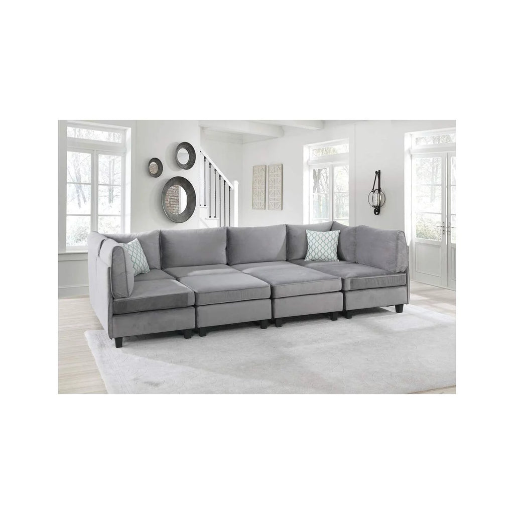 Gray Velvet 8Pc Modular Sectional Sofa R150